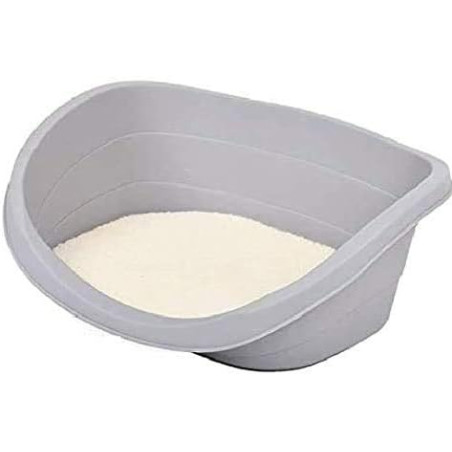 Graues Haustierbett aus Kunststoff | Pflegeleicht und kälteisolierend | Mit gepolsterter Matratze 49x34x19 cm