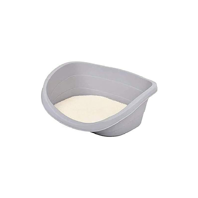 Panier en plastique gris pour animaux | Facile à nettoyer et isolant du froid | Avec matelas rembourré 49 x 34 x 19 cm