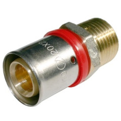 Gewindeverbindung 3/4'' Außengewinde für Mehrschichtrohr 25 mm, erfordert Pressmaschine, grau