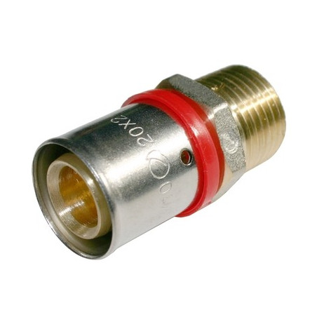 Pacote de 5 conectores roscados multicamadas macho de 3/4" para tubo de 25 mm, requerendo uma máquina de crimpagem, cinza