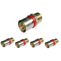 5 Stück Gewindeverbindung 3/4'' Außengewinde für Mehrschichtrohr 25 mm, erfordert Pressmaschine, grau