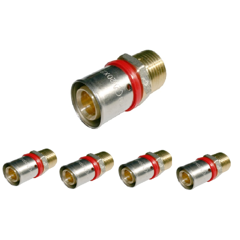 Lot de 5 Raccord fileté 3/4'' mâle multicouche pour tube 25 mm, nécessitant une machine à sertir, gris. Lot de 5 Raccord fileté 3/4'' mâle multicouche pour tube 25 mm, nécessitant une machine à sertir, gris.