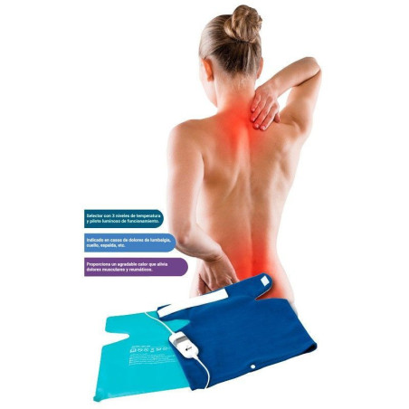 Coussin chauffant électrique 40 x 38 cm | Idéal pour soulager les douleurs cervicales et dorsales | 60 W, 3 niveaux de températu