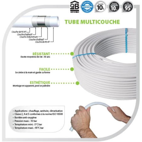 Tuyau de plomberie multicouche 16 mm extérieur