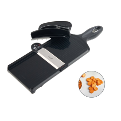 Bidirektionale Mandoline 14 x 42 cm mit Edelstahlklinge - Feiner Schnitt (1 mm) und Großer Schnitt (3 mm), rutschfeste Basis