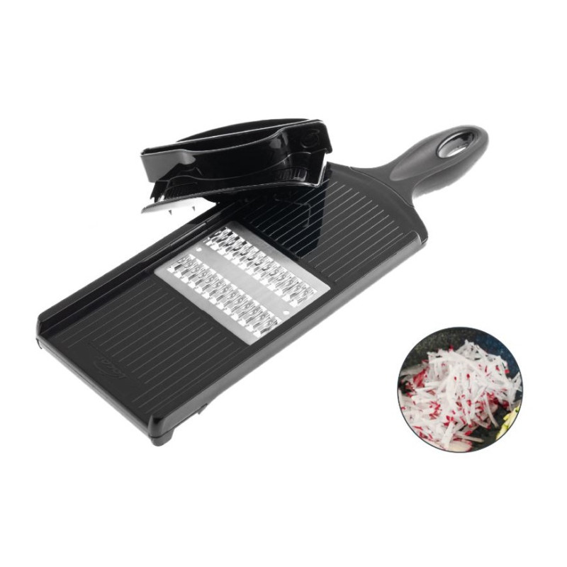 Bidirektionale Mandoline 14x42 cm mit Edelstahlklinge - Präziser Julienne-Schnitt 3x3 mm, rutschfeste Basis