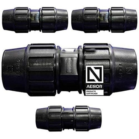 4 Stück PE-Rohr Muffe 25mm | Aenor Zertifizierter PE-Rohranschluss 25 mm | Verbindung für 25mm PE-Rohr