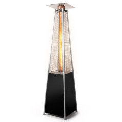  Pyramidenförmiger Terrassenofen Orbegozo für Butan-Propangas im Freien.  Schwarze Ausführung.  Leistung 13000W.  Höhe 2,21 m.