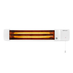 Stufa da bagno in quarzo Orbegozo. 2 potenze: 600 e 1200 W. 2 barre al quarzo. Schermo regolabile. Tirare l'interruttore.