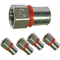 Pack of 5 x 1/2" female connector for 16 mm multilayer pipe, use with crimping machine, grey