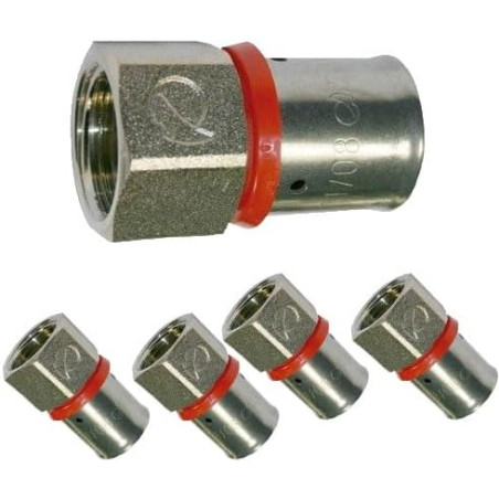 Pack of 5 x 1/2'' female fitting for 16 mm multilayer tube, use with crimping machine, gray