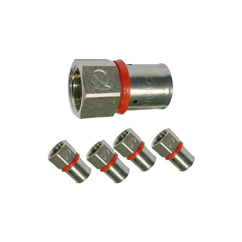Lot de 5 raccords femelles 1/2" pour tube multicouche 16 mm, à utiliser avec une sertisseuse, gris