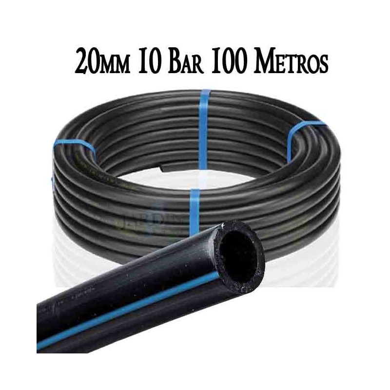 Tuyau polyéthylène alimentaire 20mm 10 bar 100m, basse densité bande bleu, Suinga