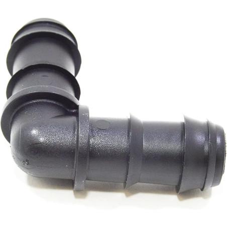 Cotovelo de 16 mm para Irrigação por Gotejamento | Pacote com 100 unidades | Conector de Tubo de 16 mm | Cotovelo Preto de 16 mm