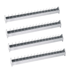 4 Stück Futtertröge aus Metall für Hühner | Gitter von 100x10x13 cm | Anti-Sitzsystem | Ideal für 24 Hühner