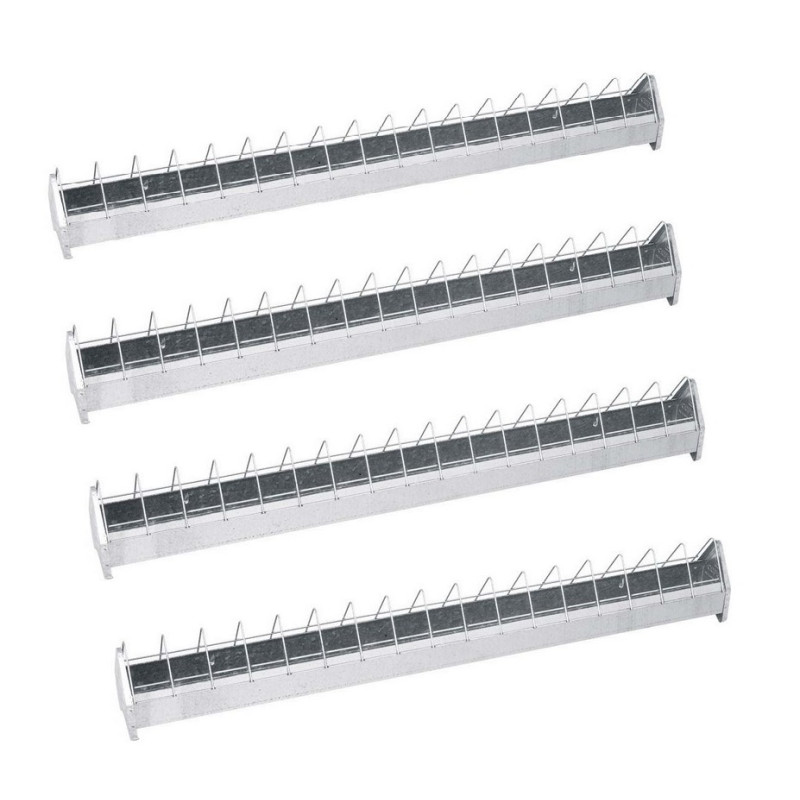4 Stück Futtertröge aus Metall für Hühner | Gitter von 100x10x13 cm | Anti-Sitzsystem | Ideal für 24 Hühner 4 Stück Futtertröge aus Metall für Hühner | Gitter von 100x10x13 cm | Anti-Sitzsystem | Ideal für 24 Hühner