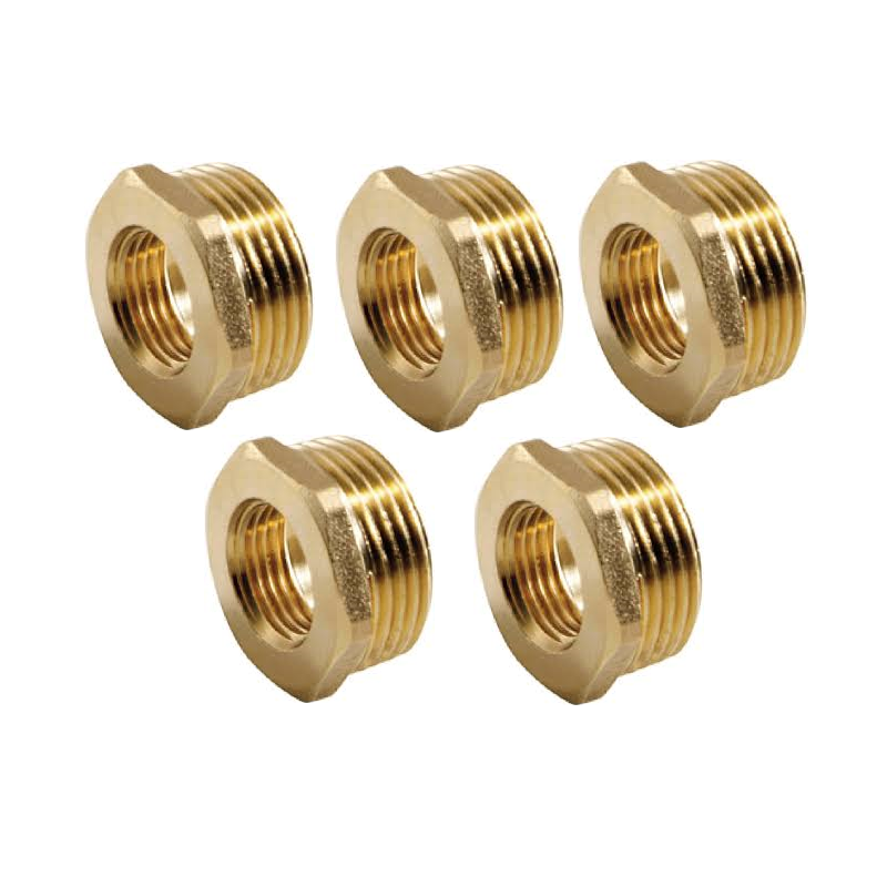 Pack of 5 brass nuts 3/4'' x 1/2''