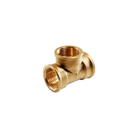 Pack of 5 3/4" Female Brass Tees | Aenor Brass Fittings | 3/4" Female Threaded Tee