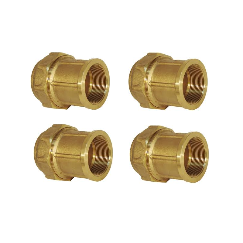 Confezione da 4 connettori femmina in ottone da 32 mm x 1'' per tubi in polietilene | Raccordo in ottone | Certificato AENOR | C Confezione da 4 connettori femmina in ottone da 32 mm x 1'' per tubi in polietilene | Raccordo in ottone | Certificato AENOR | C