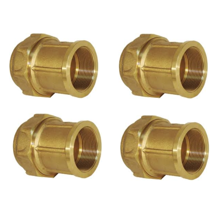 4 Stück Messingkupplung 25mm x 3/4'' Weiblich für PE-Rohr 25mm | Aenor Zertifiziertes Messingzubehör | Gewindeverbindung Weiblic