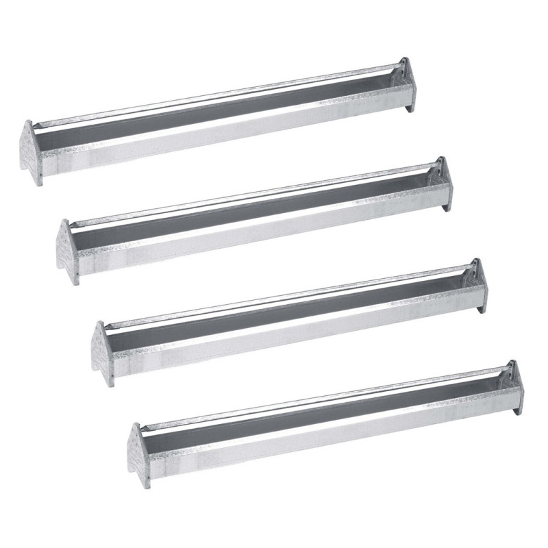 Set di 4 Mangiatoie in Metallo per Galline | Griglia 100x10x13 cm | Anti-Spreco con Mulino Rotante | Ideale per 24 Polli