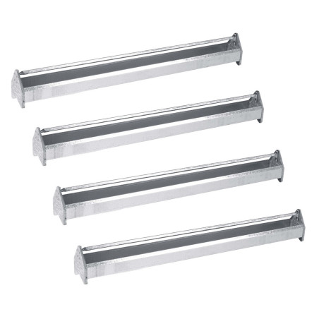 Pacote com 4 comedouros metálicos para galinhas | Grade de 100x10x13 cm | Sem desperdício com carretel giratório | Ideal para 24