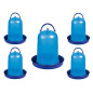 Lot de 5 Abreuvoir poulet 3 litres bleu, abreuvoir Portable pour volaille 23 x 22 cm