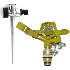 Arroseur d'irrigation en laiton, zinc ajustable | Arroseur à impact 1/2'' + Support | Arroseur de jardin