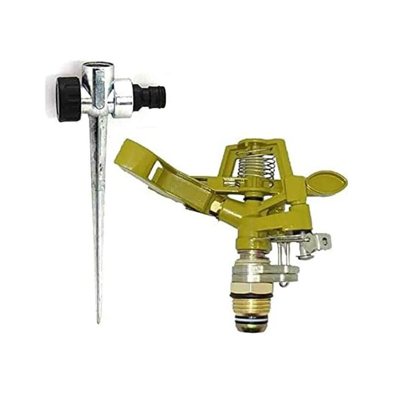 Sprinkler aus Messing - Zink Einstellbar | Impakt-Sprinkler 1/2'' + Ständer | Garten-Sprinkler Sprinkler aus Messing - Zink Einstellbar | Impakt-Sprinkler 1/2'' + Ständer | Garten-Sprinkler