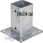 Lot de 4 Ancrage métallique carré 14x14 cm, base 20x20 cm| Support d'ancrage à Visser pour Poteau pour Béton, Clôtures, Gazebos