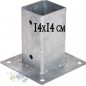 Set di 4 Supporto per Pali 14x14 cm ancoraggio a terra in acciaio zincato | Supporto per pali quadrati in legno | Base 20x20 cm