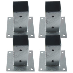 4 Stück Aufschraubhülse 12x12 cm, Basis 17.5x17.5 cm Vierkantholzpfosten Pfosten Bodenhülse Zaunträger Hülse Bodenplatte Pfosten