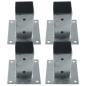 Lot de 4 Ancrage métallique carré 12x12 cm, base 17,5x17,5 cm Support d'ancrage à Visser pour Poteau pour Béton, Clôtures