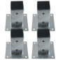 Set di 4 Supporto per Pali 14x14 cm ancoraggio a terra in acciaio zincato | Supporto per pali quadrati in legno | Base 20x20 cm