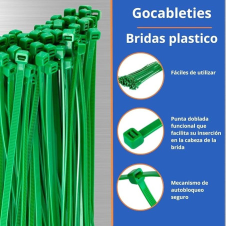Pack of 50 Green Nylon Cable Ties, 3.6 x 200 mm | Green Cable Ties for Garden, Plumbing, and Electrical Fencing