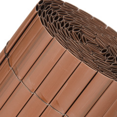 Canisse Synthétique PVC double 1,5 x 3 m avec Cannes Entières marron, Brise-Vue pour Jardins, Balcons et Clôtures