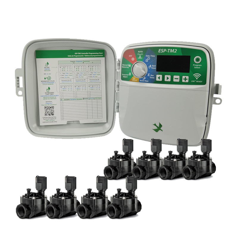 Rain Bird ESP-TM2 8-Zonen-Bewässerungssteuerung für den Außenbereich, automatisch, elektrisch, + 8 Magnetventile, 100 HV, 24 V, 