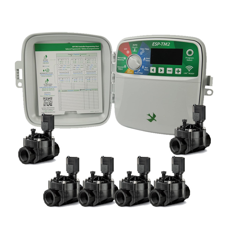 Controlador de Irrigação Externa Rain Bird ESP-TM2 de 6 Zonas | Sistema Automático de Irrigação de Jardim | 6 Válvulas Solenoide Controlador de Irrigação Externa Rain Bird ESP-TM2 de 6 Zonas | Sistema Automático de Irrigação de Jardim | 6 Válvulas Solenoide