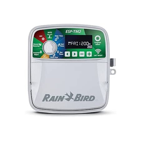 Rain Bird ESP-TM2 4-Zone Outdoor Irrigation Controller | Automatic Garden Irrigation | 2 x 100HV 24V 1" Solenoid Valves