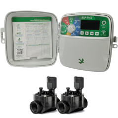 Rain Bird ESP-TM2 4-Zone Outdoor Irrigation Programmer | Automatic Garden Irrigation | 2 Solenoid Valves 100HV 24V 1''