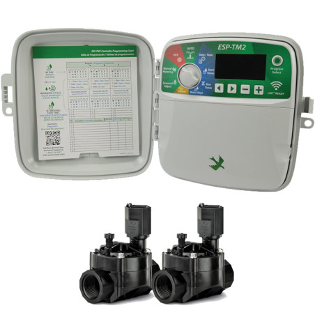 Rain Bird ESP-TM2 4-Zone Outdoor Irrigation Programmer | Automatic Garden Irrigation | 2 Solenoid Valves 100HV 24V 1''