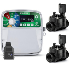 Rain Bird ESP-TM2 4-Zone Indoor Wi-Fi Irrigation Controller | Automatic Garden Irrigation | 2 x 100HV 24V 1" Solenoid Valves
