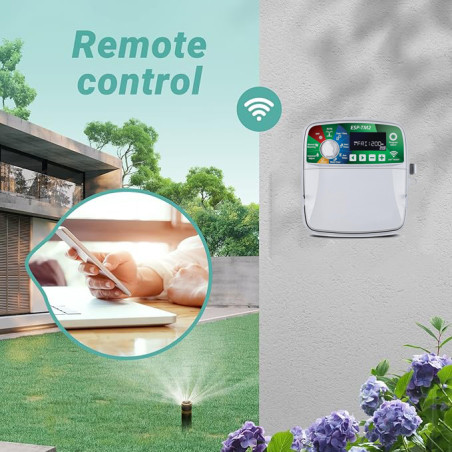 Programador de Riego Wifi ESP-TM2 4 zonas Interior Rain Bird  | Riego Automatico para Jardin |  2 Electroválvulas 100HV 24V 1''