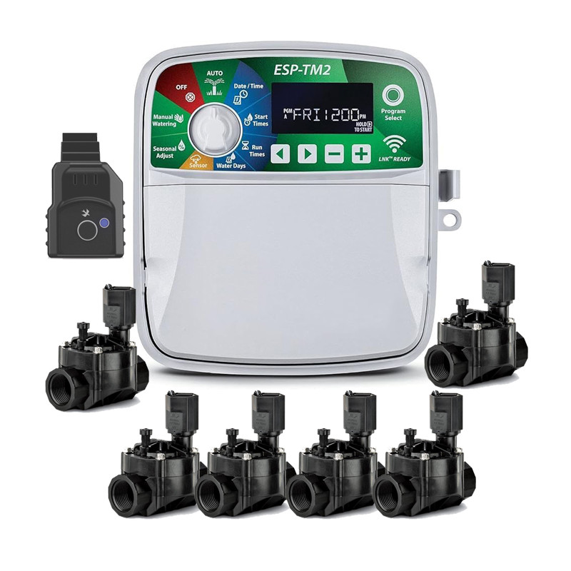 Programmateur d'arrosage intérieur Wi-Fi 6 zones Rain Bird ESP-TM2 | Arrosage automatique du jardin | 6 Electrovannes 100HV 24V Programmateur d'arrosage intérieur Wi-Fi 6 zones Rain Bird ESP-TM2 | Arrosage automatique du jardin | 6 Electrovannes 100HV 24V