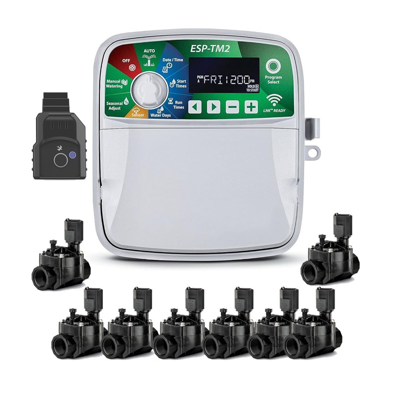 Controlador de Irrigação Wi-Fi Interno Rain Bird ESP-TM2 de 8 Zonas | Sistema Automático de Irrigação de Jardim | 8 Válvulas Sol