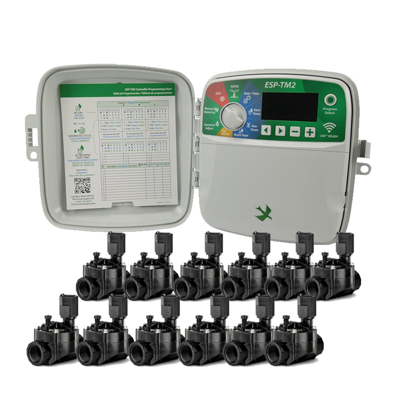 Programmatore di irrigazione per esterni Rain Bird ESP-TM2 a 12 zone | 12 Elettrovalvole 100HV 24V 1'' Programmatore di irrigazione per esterni Rain Bird ESP-TM2 a 12 zone | 12 Elettrovalvole 100HV 24V 1''