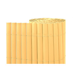 Canisse Synthétique PVC 2 x 5 m avec Cannes Entières naturelle, Brise-Vue pour Jardins, Balcons et Clôtures