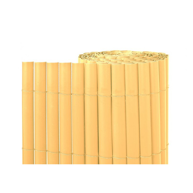 Canisse Synthétique PVC 2 x 5 m avec Cannes Entières naturelle, Brise-Vue pour Jardins, Balcons et Clôtures