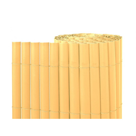 Canisse Synthétique PVC 2 x 5 m avec Cannes Entières naturelle, Brise-Vue pour Jardins, Balcons et Clôtures