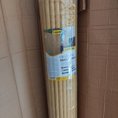 Cañizo PVC Natural | Cañizo Ocultación PVC Simple cara 1,5x5 m | Valla Privacidad Pantalla PVC | Valla Decoración Exterior UV